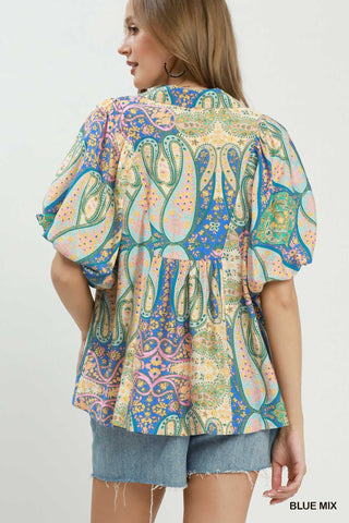 Umgee April Smocked Flutter Sleeve Blouse