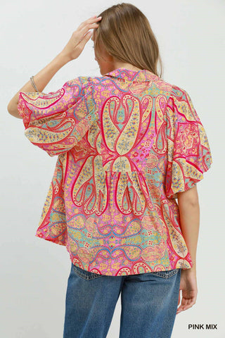 Umgee April Smocked Flutter Sleeve Blouse