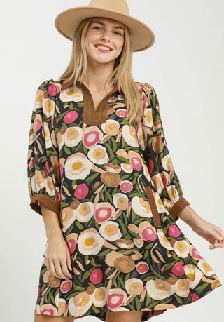 Umgee Mocha Meadow Dress