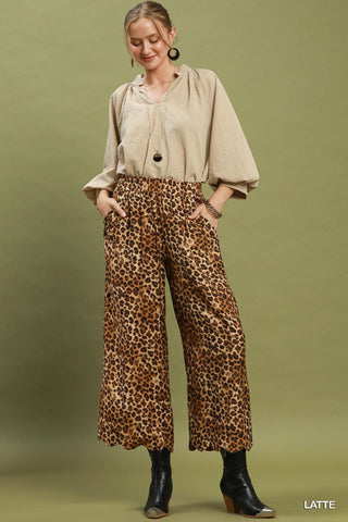 Umgee Leopard Print Scallop Pants