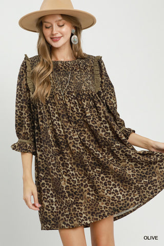 Umgee Leopard Babydoll Dress