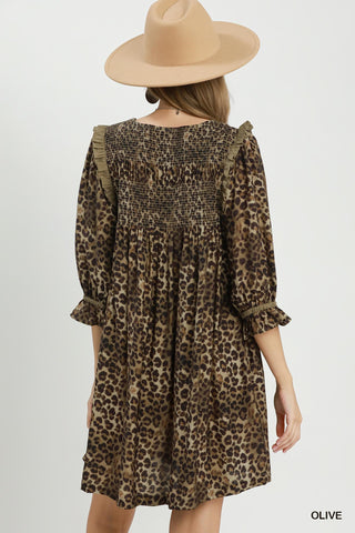 Umgee Leopard Babydoll Dress