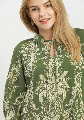 Umgee Olive Tapestry Top