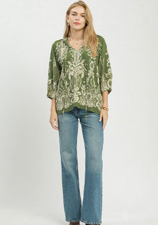 Umgee Olive Tapestry Top
