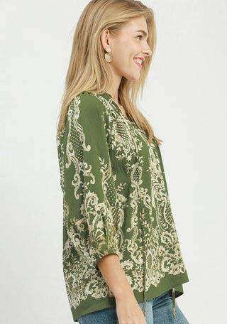 Umgee Olive Tapestry Top