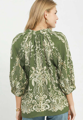 Umgee Olive Tapestry Top