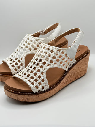 Corky's Ivory Woven Carley Wedge