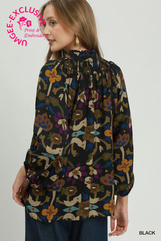 Umgee Abstract Fall Floral Top