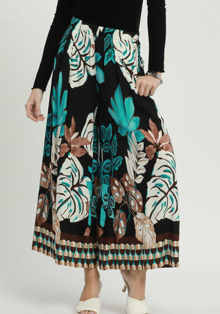 Umgee Tropical Print Wide Leg Palazzo Pants