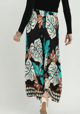 Umgee Tropical Print Wide Leg Palazzo Pants