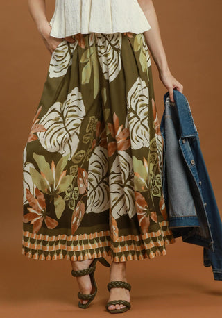 Umgee Tropical Print Wide Leg Palazzo Pants