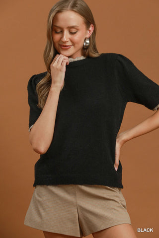 Umgee Scallop Trim Sweater Top
