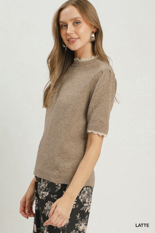 Umgee Scallop Trim Sweater Top