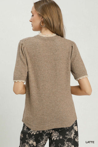 Umgee Scallop Trim Sweater Top