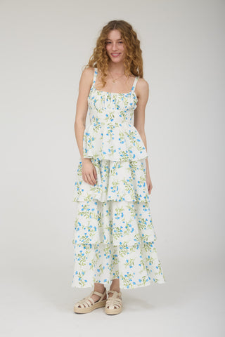 Blue Poppy Tiered Dress