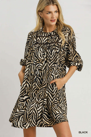 Umgee Wild Zebra Babydoll Dress