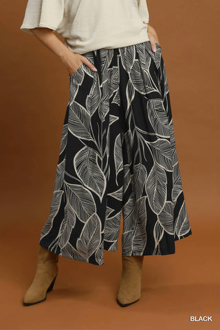 Umgee Tropical Leaf Palazzo Pant