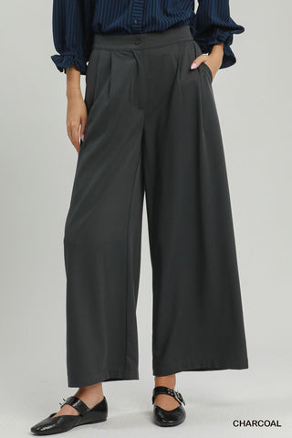 High-Rise Pleated Wide Leg Pants