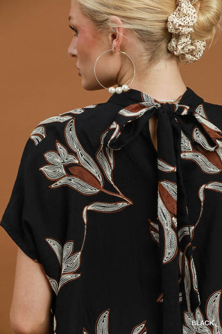 Umgee Floral Mock Neck Dolman Top