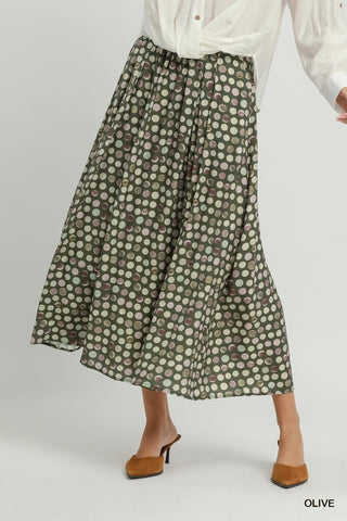 Umgee Polka Dot Pleated Maxi Skirt