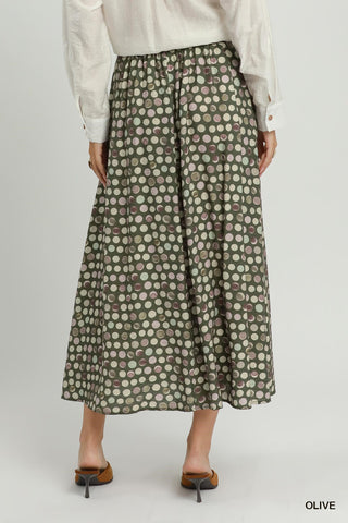 Umgee Polka Dot Pleated Maxi Skirt