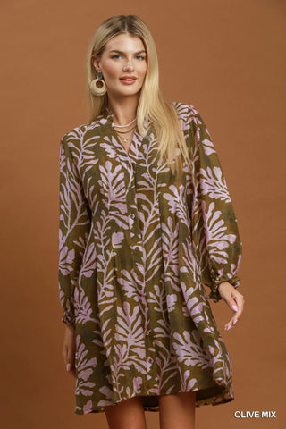 Umgee Mix Botanical Shift Dress