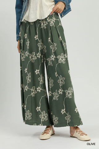 Umgee Floral Line Pants