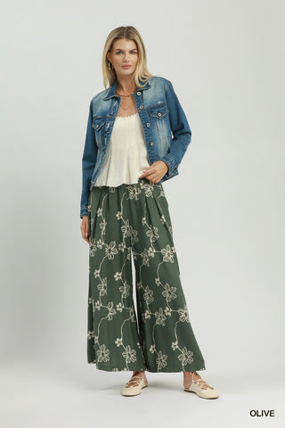 Umgee Floral Line Pants
