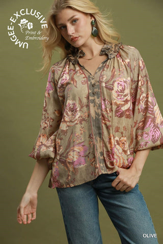Umgee Fallyn Floral Blouse