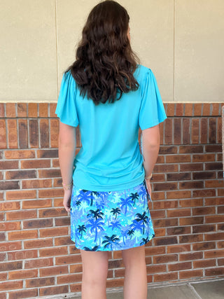 LuLu B Solid Short Sleeve Frill Top