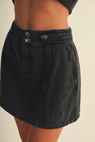 Double Button Denim Skort