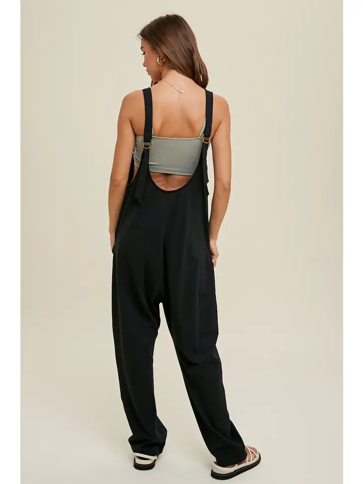 Knit Open Back Jumpsuit with Pockets