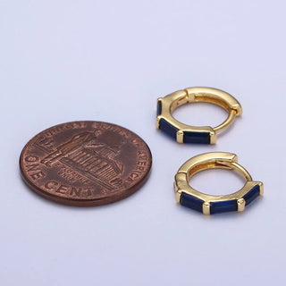 Dainty Gold Huggie Earring with Baguette Stone