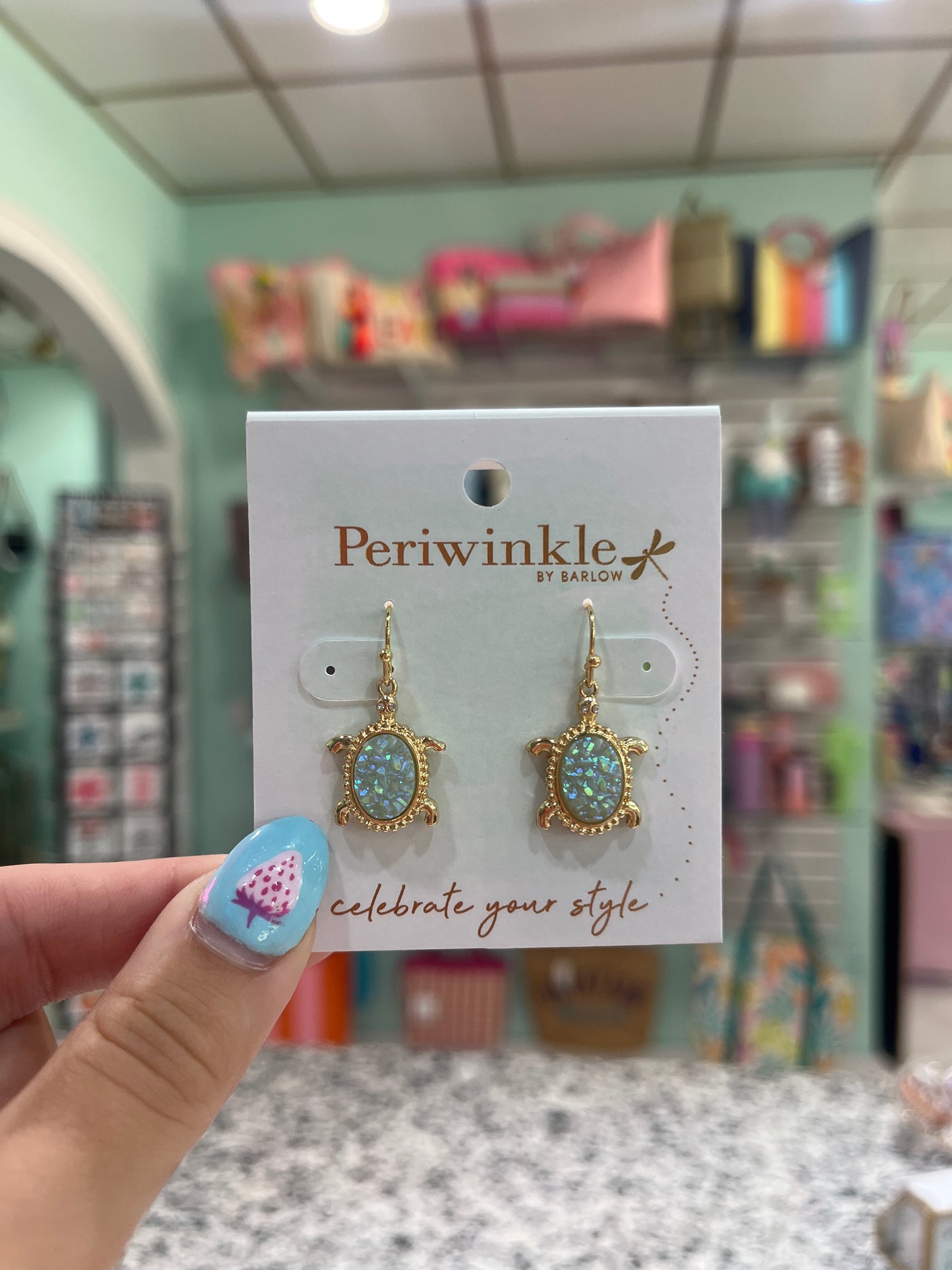 Periwinkle Druzy Turtle Earrings