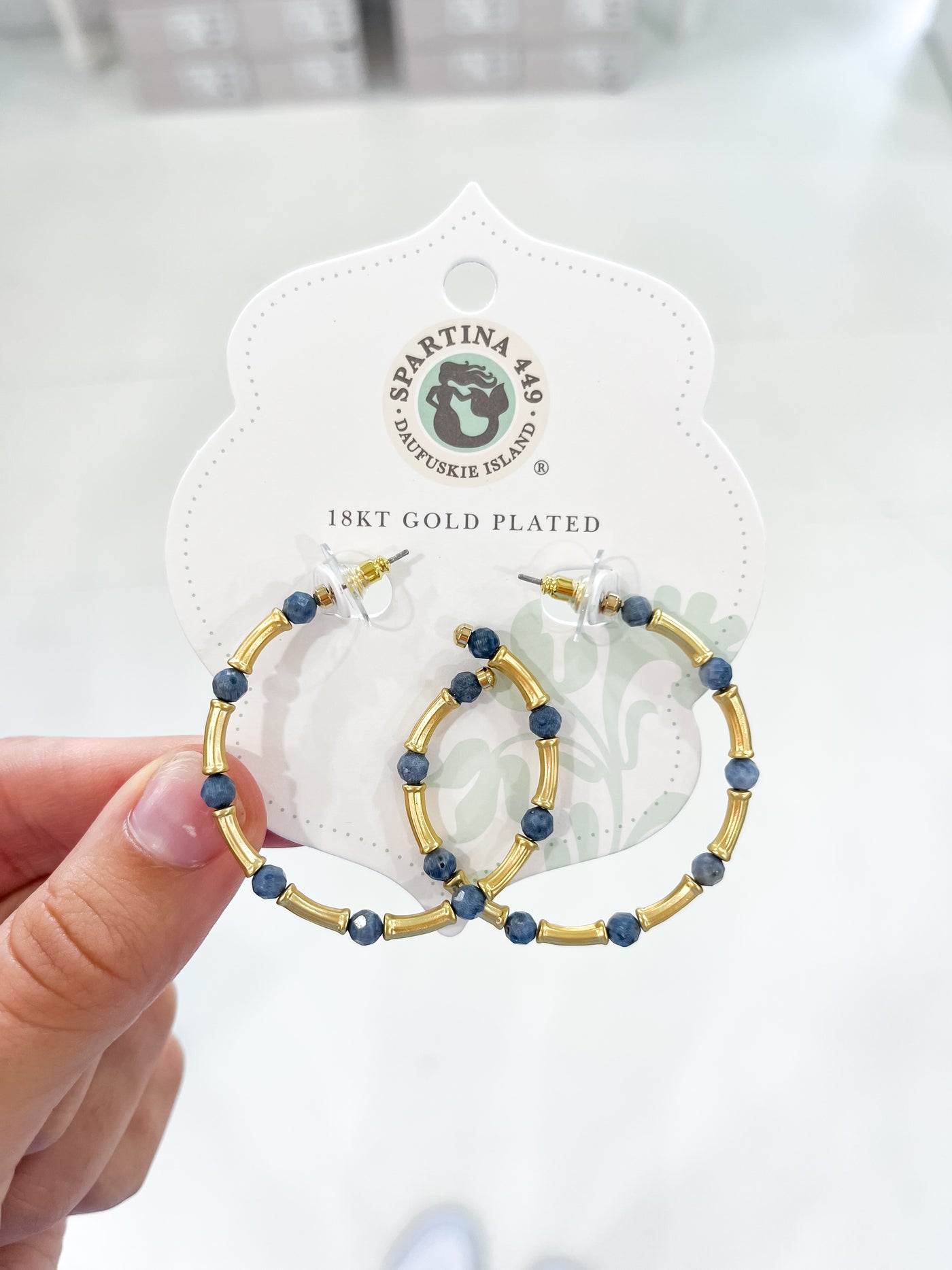 Spartina Calm Waters Hoop Earrings Blue Coral