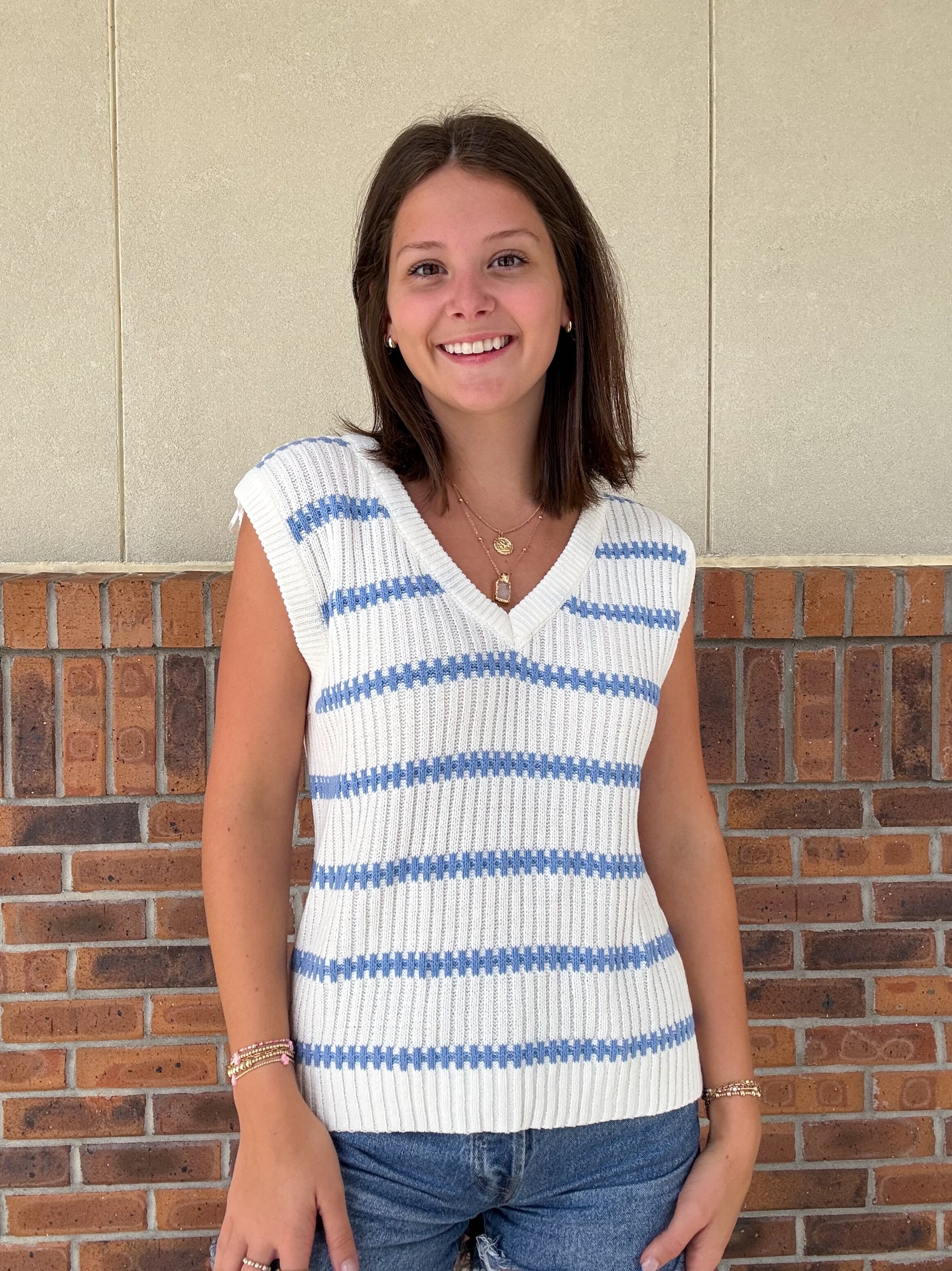 Sav Stripe V-Neck Sweater Vest