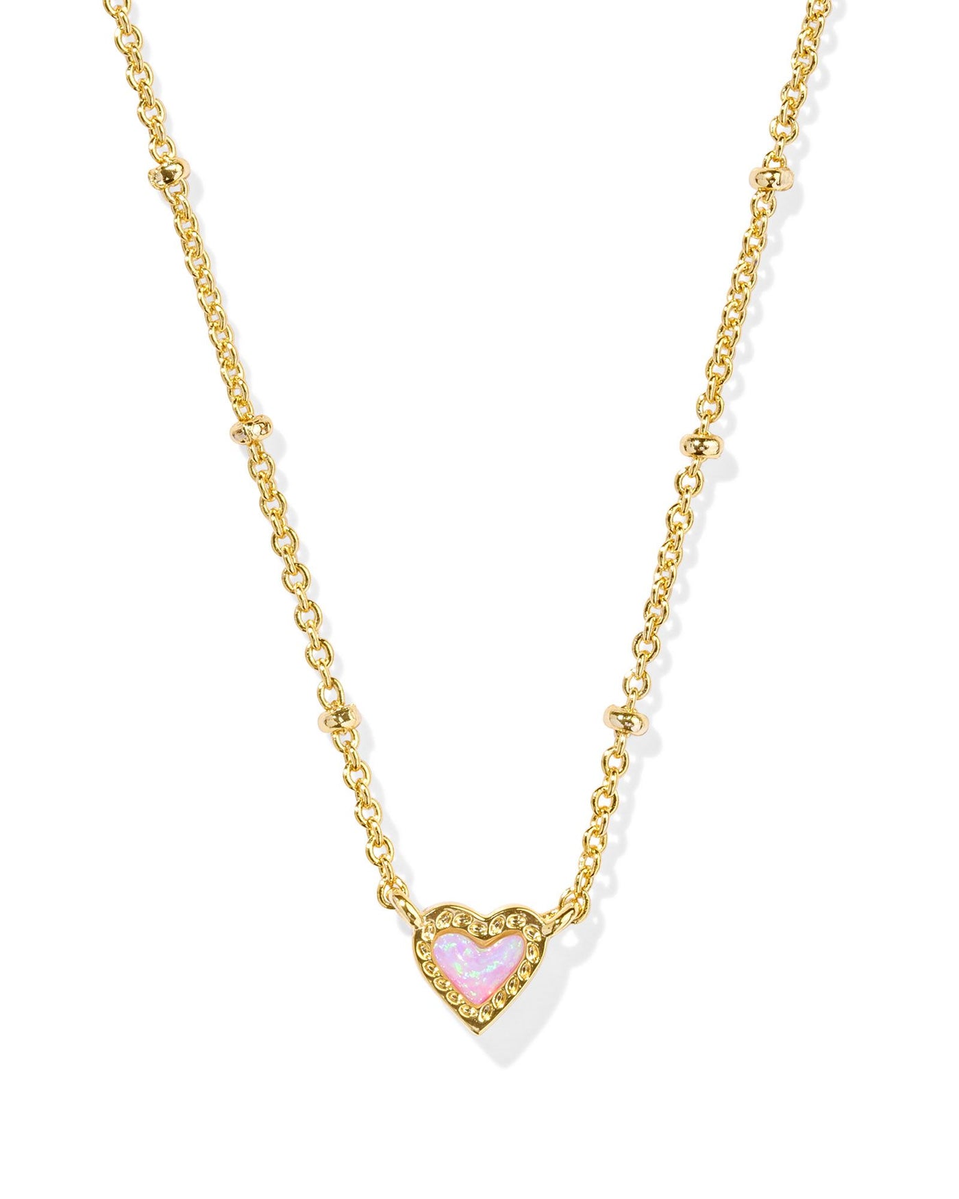 Mini Ari Heart Necklace Gold Bubblegum Pink