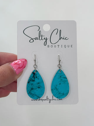 Mini Turquoise Marble Resin Earrings
