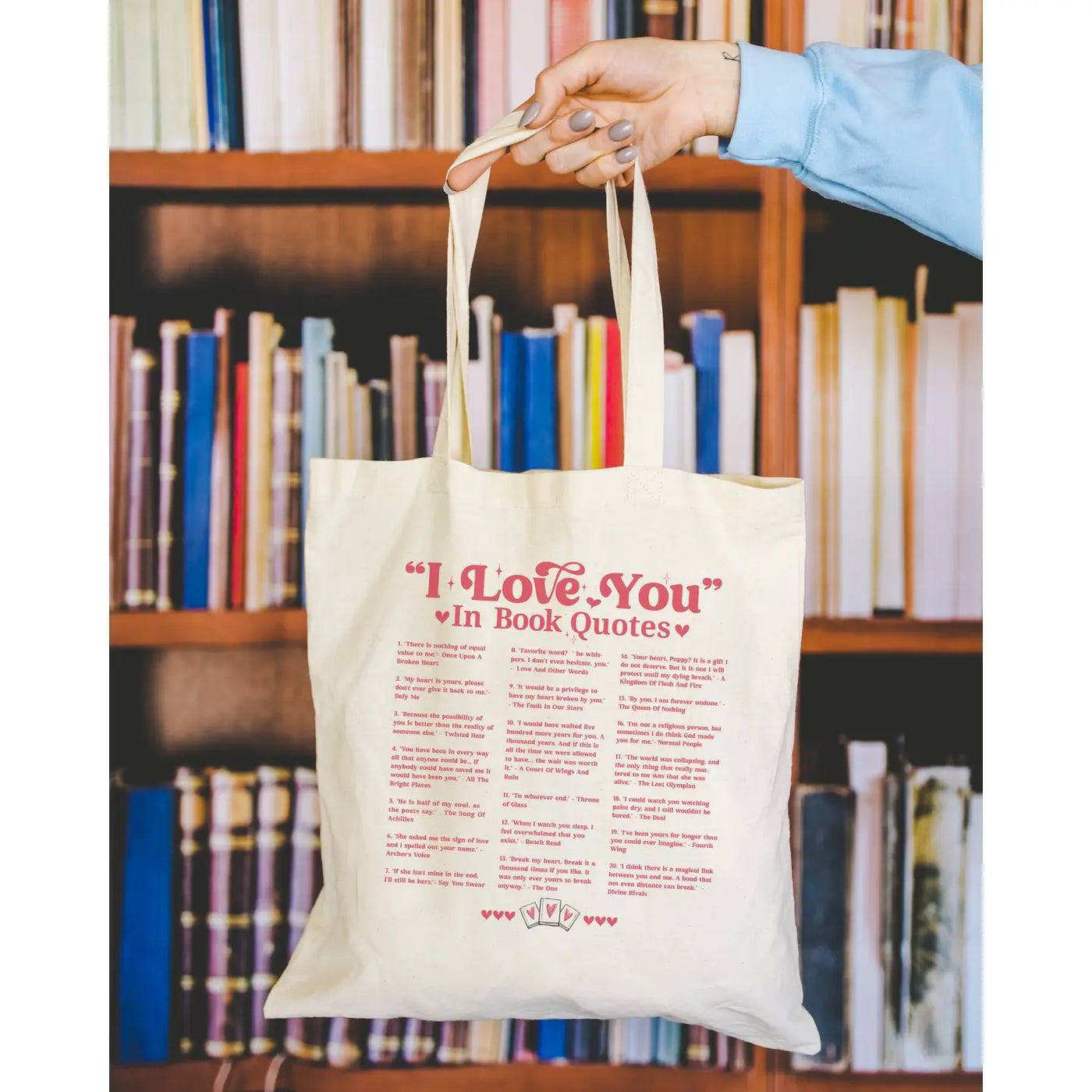 I Love You in Book Quotes Tote Bag