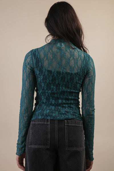 Sheer Mesh Lace Knit Top
