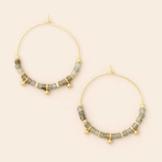 Stone Disc Hoop Earrings