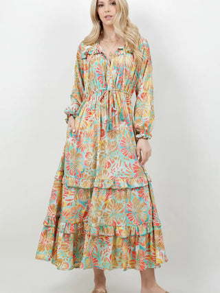 Island Breeze Ruffle Maxi Dress