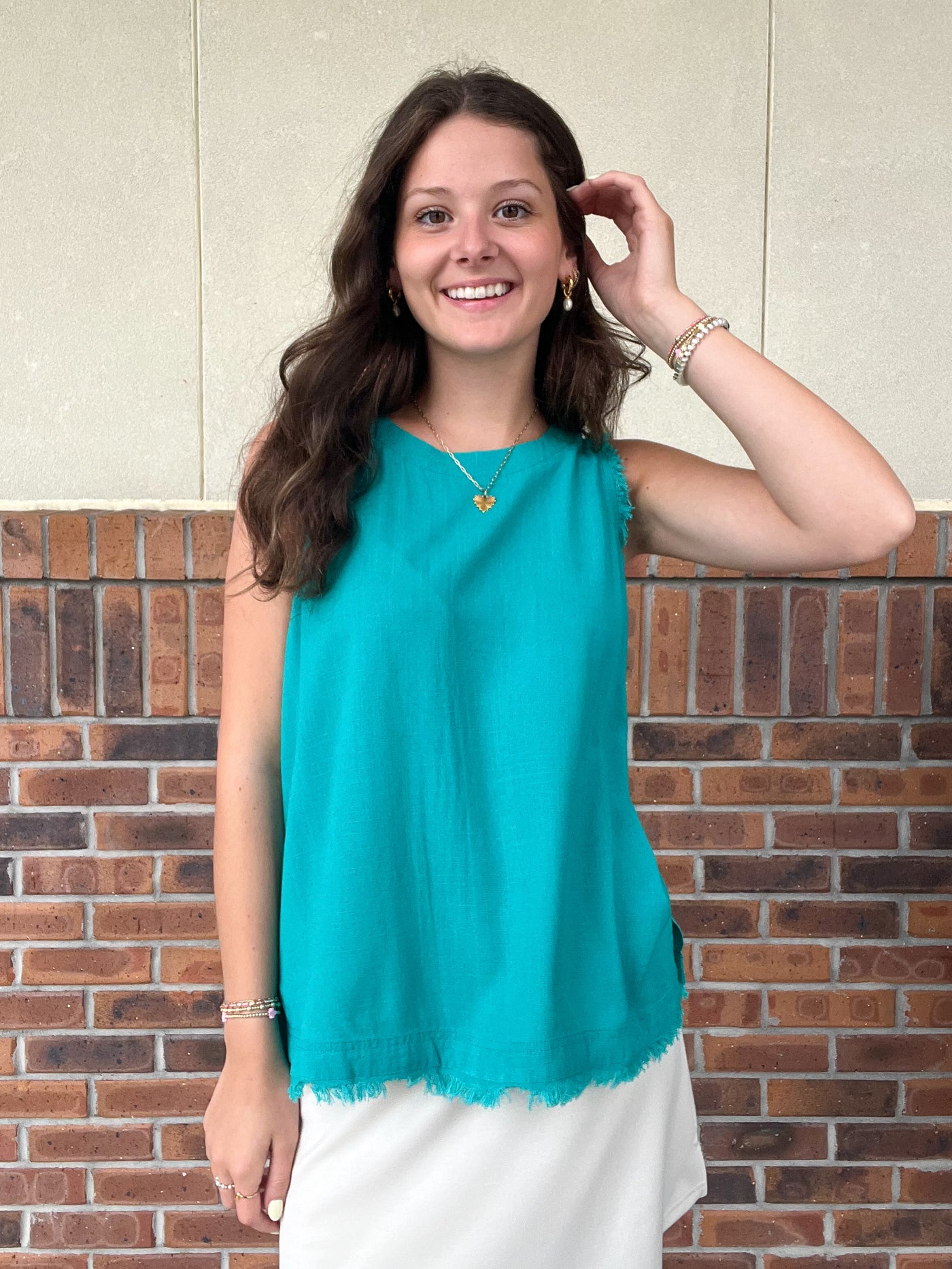 Umgee Linen Fray Top