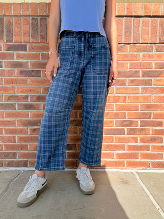 Risen Slouchy Barrel Plaid Jeans