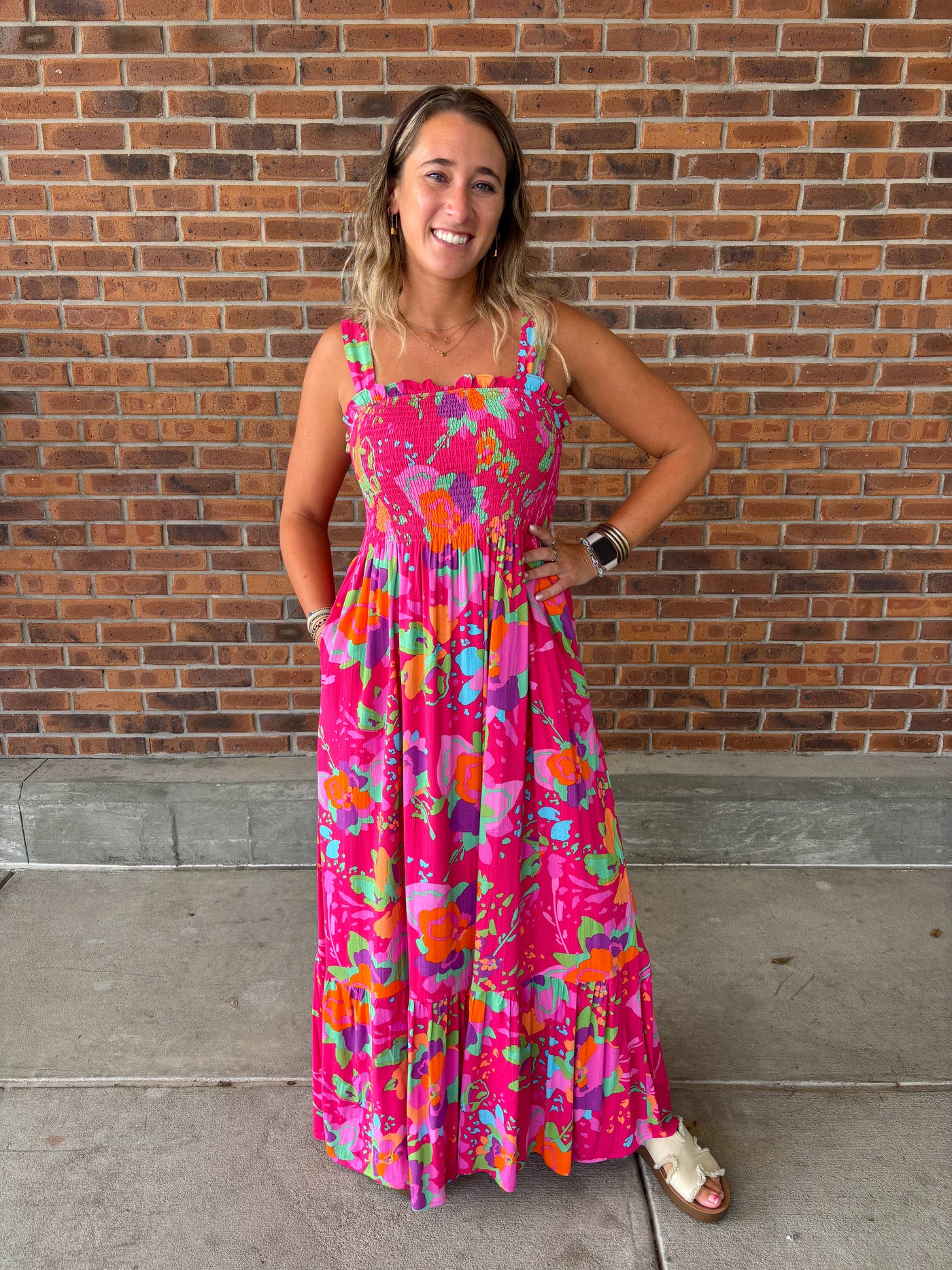 Sugarlips Himera Floral Kells Smocked Maxi Dress