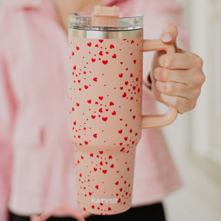 Valentines Theme Printed 40oz Double Wall Stainless Steel Vacuum Tumbler With Handle