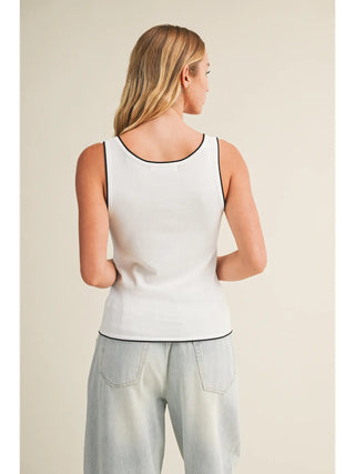 Contrast Piped Ribbed Knit Tank