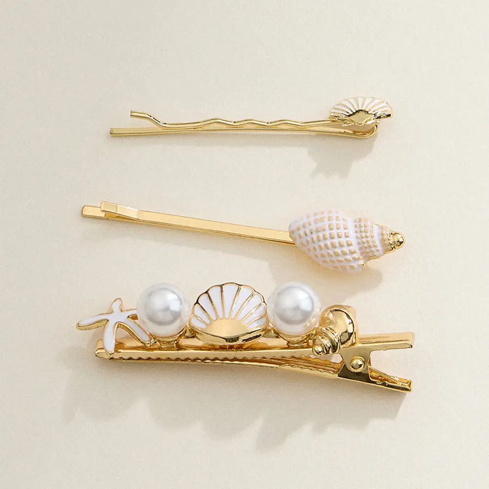 Sea Shell Starfish Bobbi Pins Alligator Snap Hair Clips