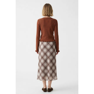 Plaid Chiffon Midi Skirt