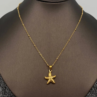 18K Gold Plated Stainless Steel Starfish Charm Necklace